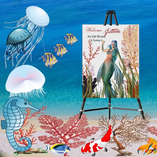 Under The Sea Mermaid Coral Birthday Party Welcome Foam Board