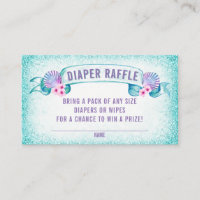 Under the Sea Mermaid Diaper Raffle Tickets Enclosure Card