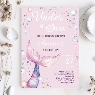 Under the Sea Mermaid First Birthday Invitation