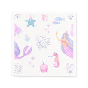 Under the Sea Mermaid Girl 1st Birthday Napkins
