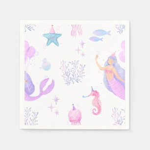 Under the Sea Mermaid Girl 1st Birthday Napkins