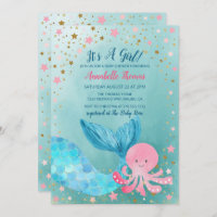 Under the Sea Mermaid Girl Baby Shower Invitation