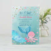 Under the Sea Mermaid Girl Baby Shower Invitation (Standing Front)