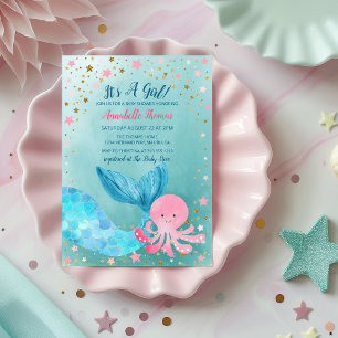 Under the Sea Mermaid Girl Baby Shower Invitation