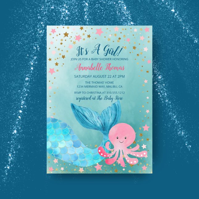 Under the Sea Mermaid Girl Baby Shower Invitation