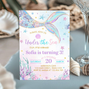 Under the Sea Mermaid Girl Birthday Invitation