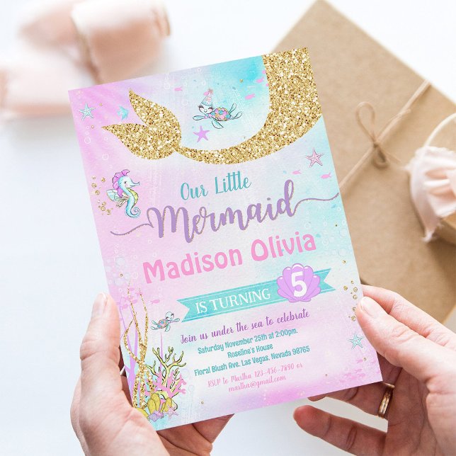 Under the Sea Mermaid Girl Birthday Invitation (Creator Uploaded)