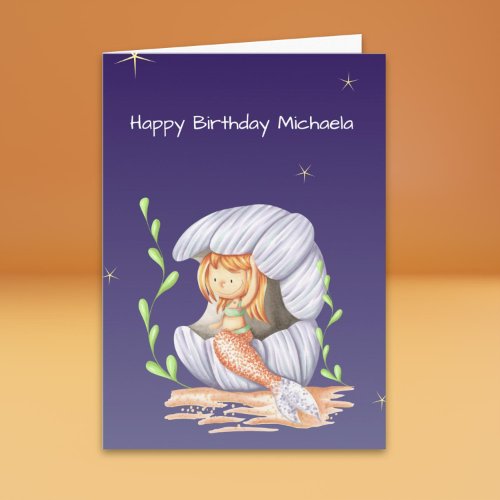 Under the Sea Mermaid Girl Happy Birthday Card