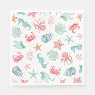 Under the Sea Mermaid Girls Birthday Party Napkins