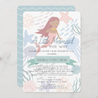 Under the Sea Mermaid Green Baby Shower by Mail In Invitation