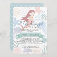 Under the Sea Mermaid Green Baby Shower by Mail In Invitation