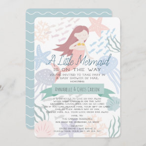 Under the Sea Mermaid Green Baby Shower by Mail In Invitation