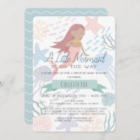 Under the Sea Mermaid Green Drive-by Baby Shower I Invitation