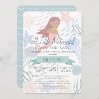 Under the Sea Mermaid Green Virtual Baby Shower In Invitation