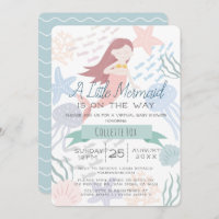 Under the Sea Mermaid Green Virtual Baby Shower Invitation