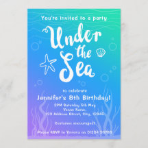 Under the sea mermaid kids party invitation