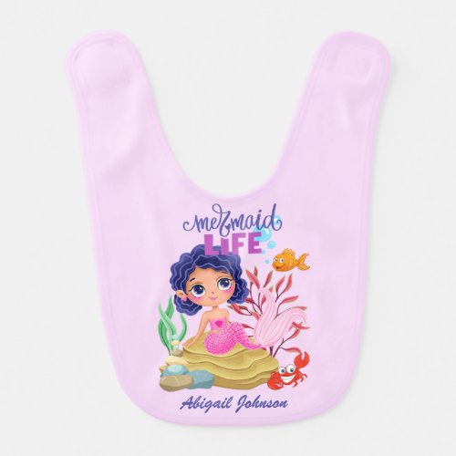 Under the Sea Mermaid Life Personalized Baby Bib