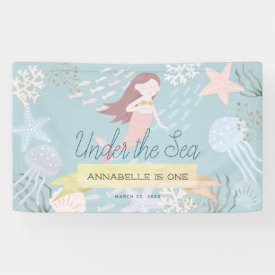 Under the Sea Mermaid Light Sea Green Birthday Banner