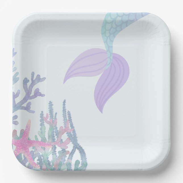 Under the Sea Mermaid Matching Paper Plates (Front)