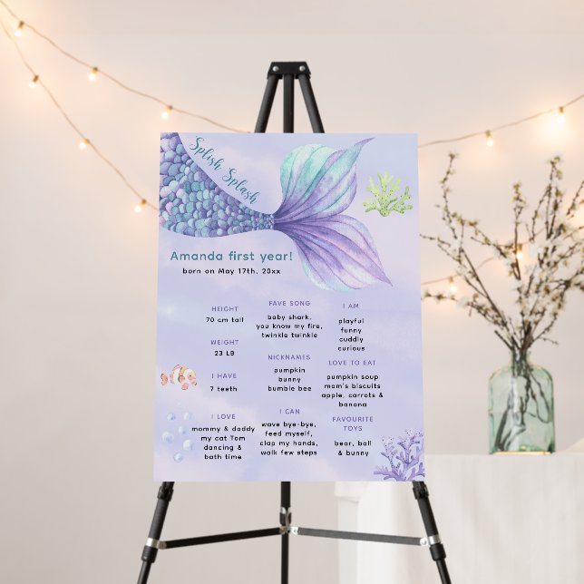 Under the sea Mermaid Milestone Birthday Foam Board (In Situ (Stand))