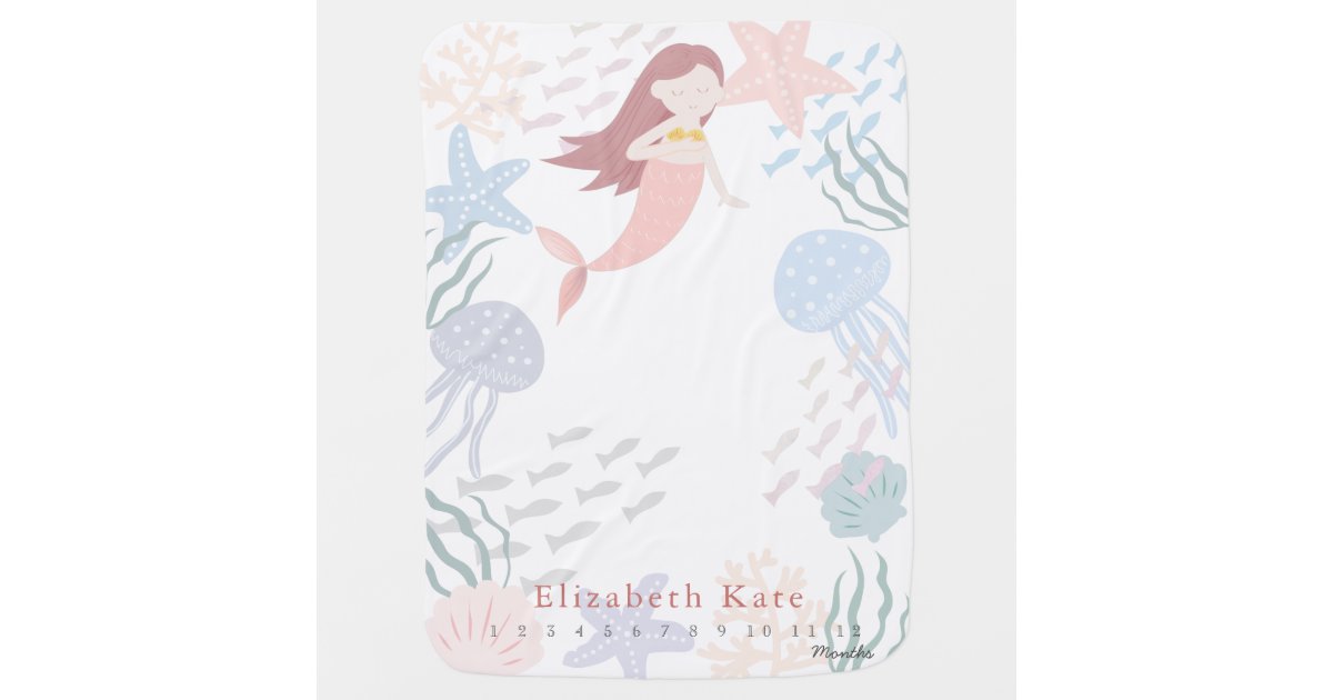 Under the Sea Mermaid Monthly Milestone Baby Blanket | Zazzle