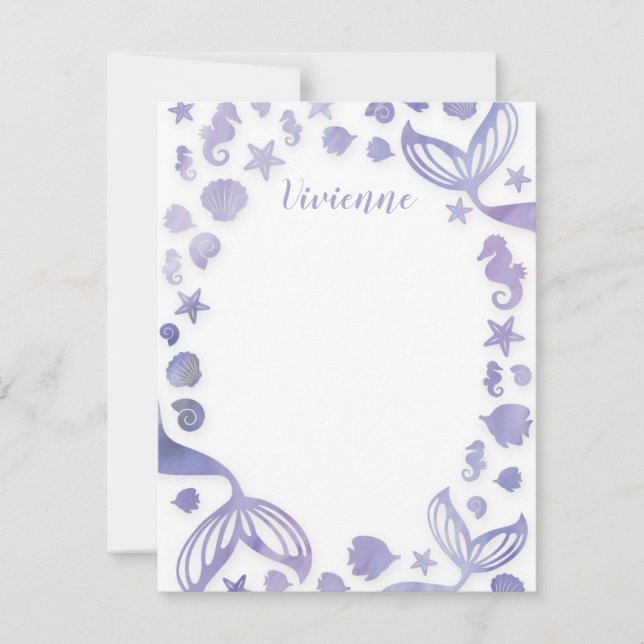 Under the Sea Mermaid Note Card (Front)