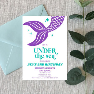 Under The Sea Mermaid Ocean Birthday Party Invitation