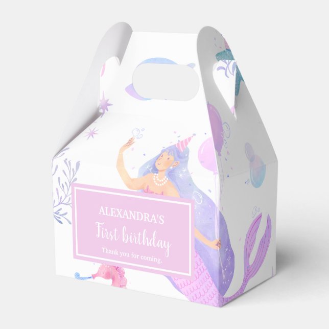 Under the Sea Mermaid & Ocean Friends Girl Favor Boxes (Front Side)