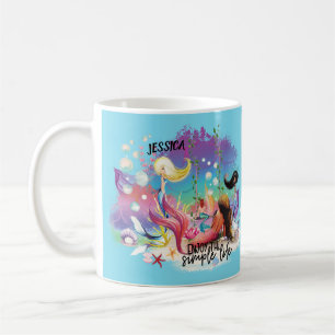 Under The Sea Mermaid Ocean Purple Turquoise Coffee Mug
