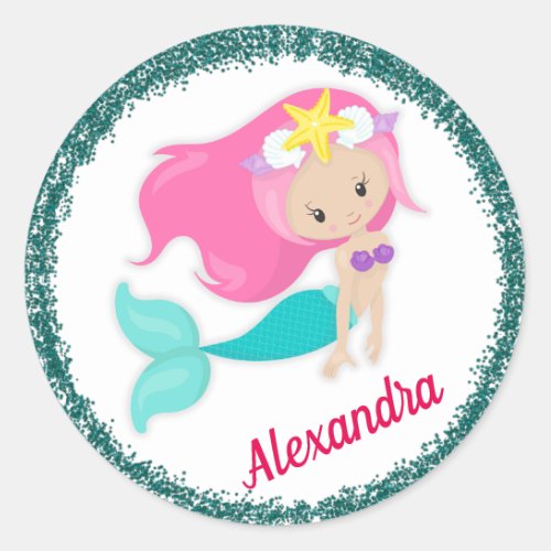 Under the Sea Mermaid Party Classic Round Sticker