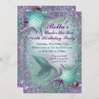 Under the Sea Mermaid Party Invitations