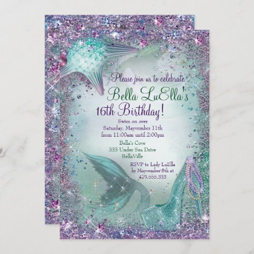 Under the Sea Mermaid Party Invitations