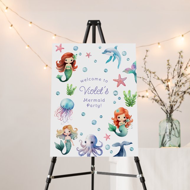 Under the Sea Mermaid Party Welcome Sign (In Situ (Stand))