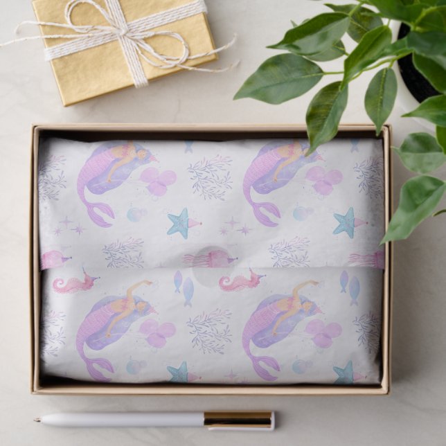 Under the Sea Mermaid Pattern Girl 1st Birthday  Tissue Paper (Gift)