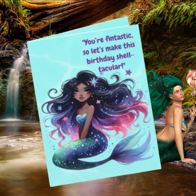 Under The Sea  Mermaid Photo Birthday Greeting  Card (Creator Uploaded)