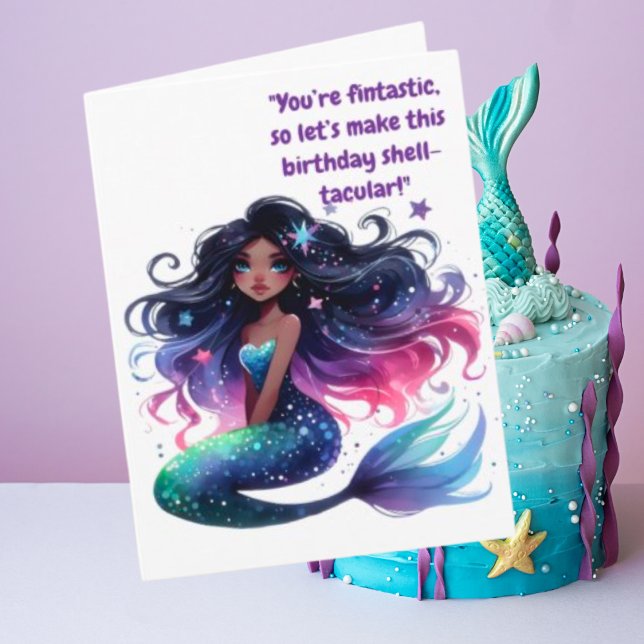 Under The Sea Mermaid Photo Birthday Greeting Card (Creator Uploaded)