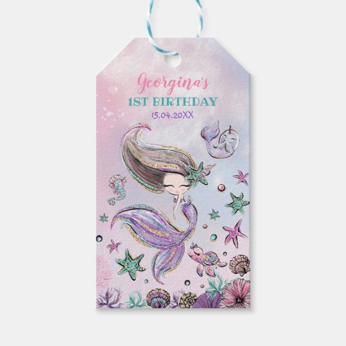 Under the Sea Mermaid Pool Party Birthday Favors Gift Tags