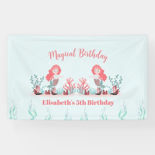Under the Sea Mermaid Princess Birthday Party Banner