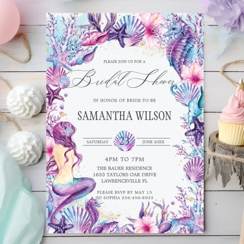 Under the Sea Mermaid Reef Shells Bridal Shower  Invitation