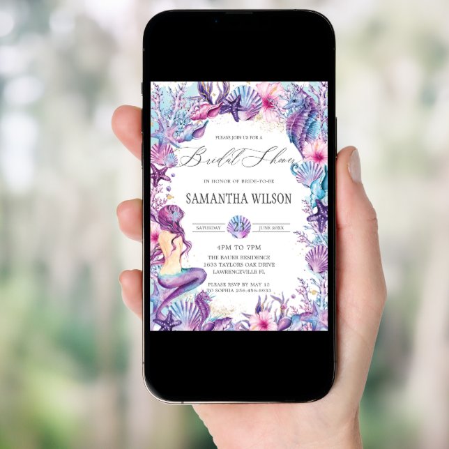 Under the Sea Mermaid Reef Shells Bridal Shower  Invitation (Front Digital)