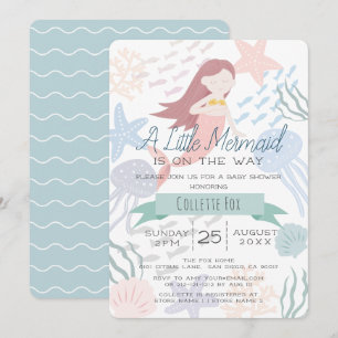Under the Sea Mermaid Sea Green Baby Shower Invitation