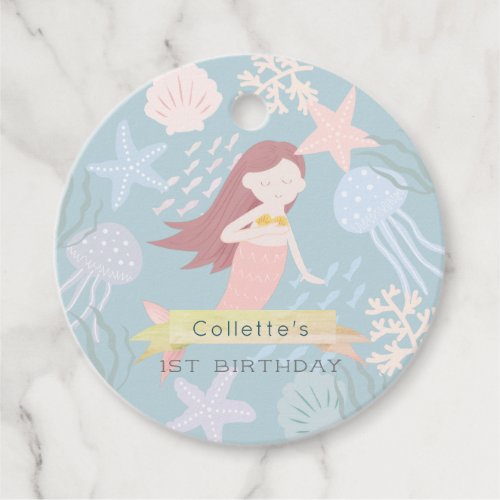 Under the Sea Mermaid Sea Green Birthday Favor Tag