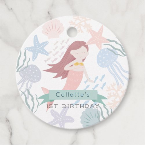 Under the Sea Mermaid Sea Green Birthday Favor Tags