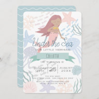 Under the Sea Mermaid Sea Green Birthday Invitatio Invitation