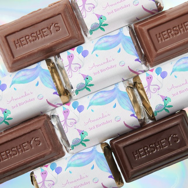 Under The Sea Mermaid & Sea Turtle Birthday  Hershey's Miniatures (Mermaid Magic Hershey Candy: Elevate Your Birthday Bash with Enchantment and Delight!)