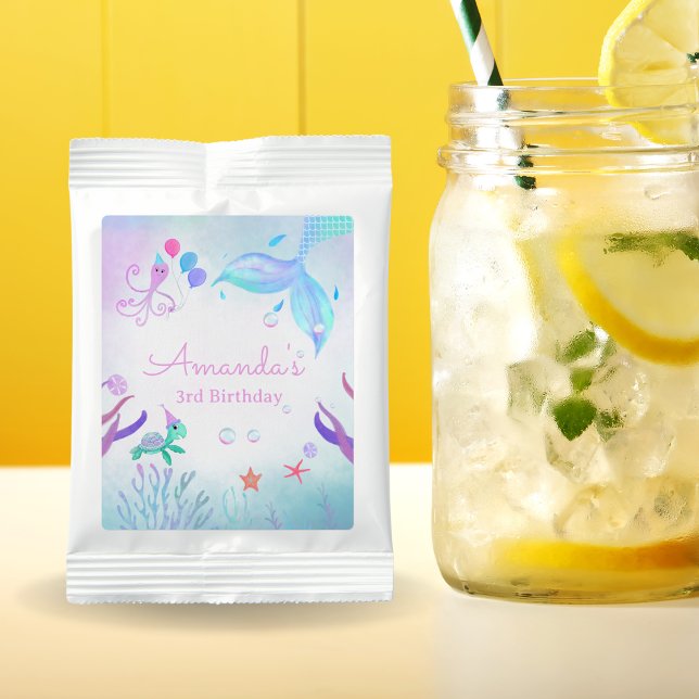 Under The Sea Mermaid & Sea Turtle Birthday  Lemonade Drink Mix (This great party favor of drink mix comes with the personalized option for your mermaid party! )