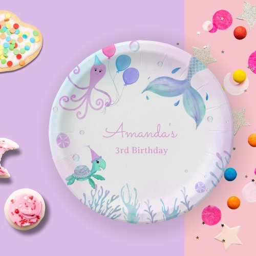 Under The Sea Mermaid  Sea Turtle Birthday Paper Plates