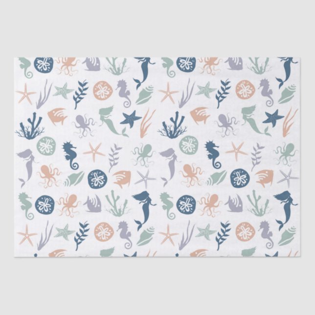 Under the Sea Mermaid Seahorse Starfish  Tissue Paper (Front)