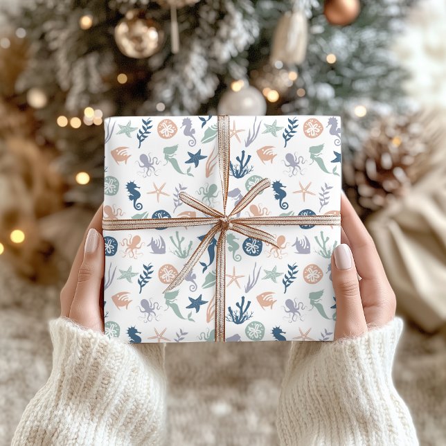 Under the Sea Mermaid Seahorse Starfish Wrapping Paper (Creator Uploaded)