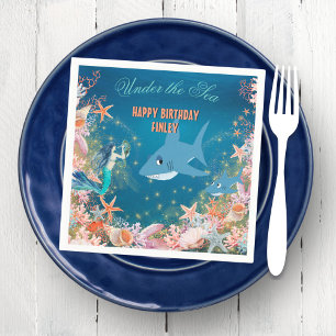 Under the Sea Mermaid Shark Birthday Party Napkins